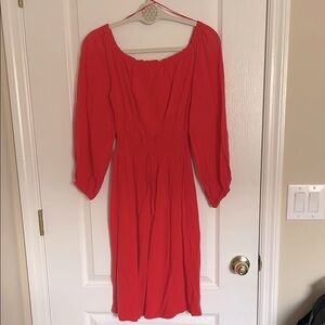 A New Day Red Off the shoulder Long Sleeve Sundress
